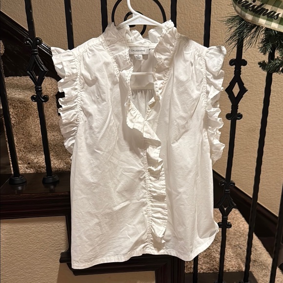 Calligraphie White Ruffle Blouse - Picture 2 of 2